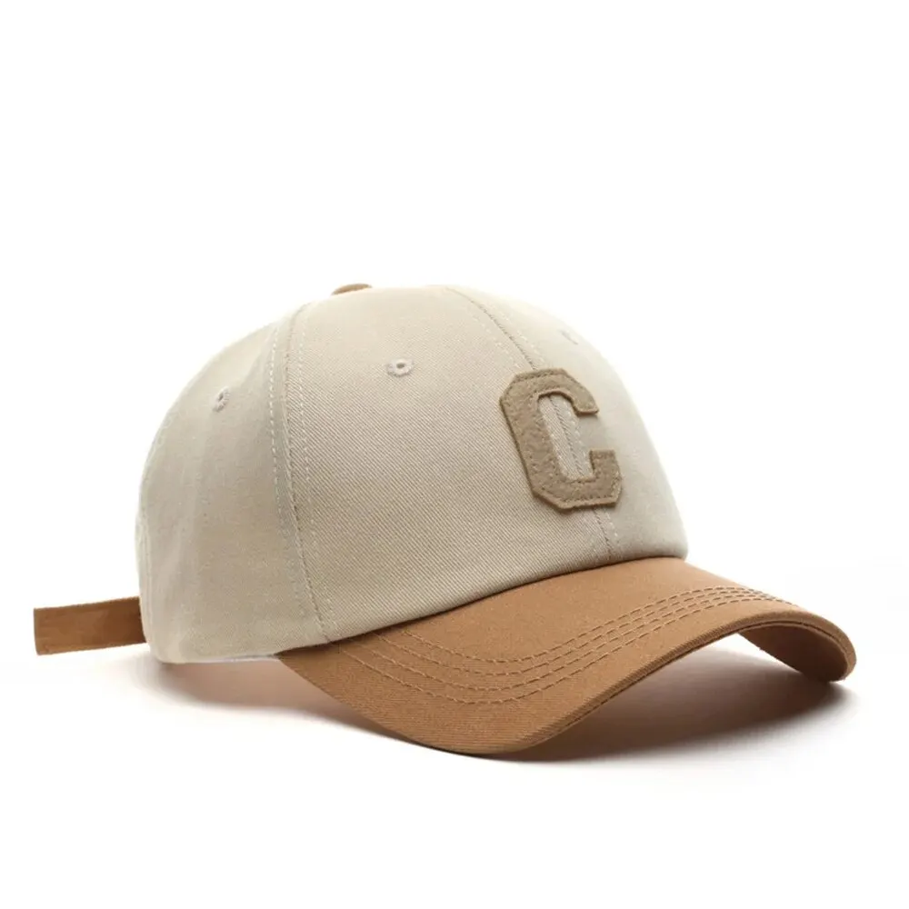Boné de beisebol para mulheres e homens chapéu moda carta c remendo chapéu verão viseiras de sol bonés cor bloco design para uso casual