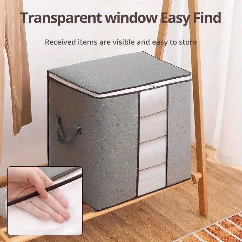 1 Stück graue Vlies-Aufbewahrung sbox mit großer Kapazität für die Aufbewahrung von Kleidung und Bettwäsche halb transparente, haltbare Aufbewahrung boxen für Kleidung