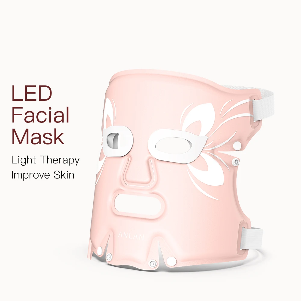 ANLAN Máscara facial LED Terapia LED de 5 colores Silicona resistente al agua Antienvejecimiento Rejuvenecimiento de la piel para iluminar NUEVA máscara suave con fotones térmicos
