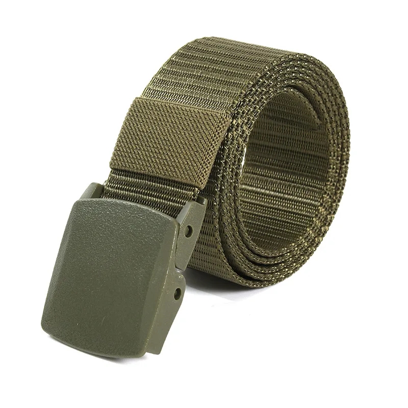 Herenriemen Mode Unisex Jeansriemen Verstelbare riem Heren Outdoor Reizen Tactische tailleriem met plastic gesp voor broeken 120 cm