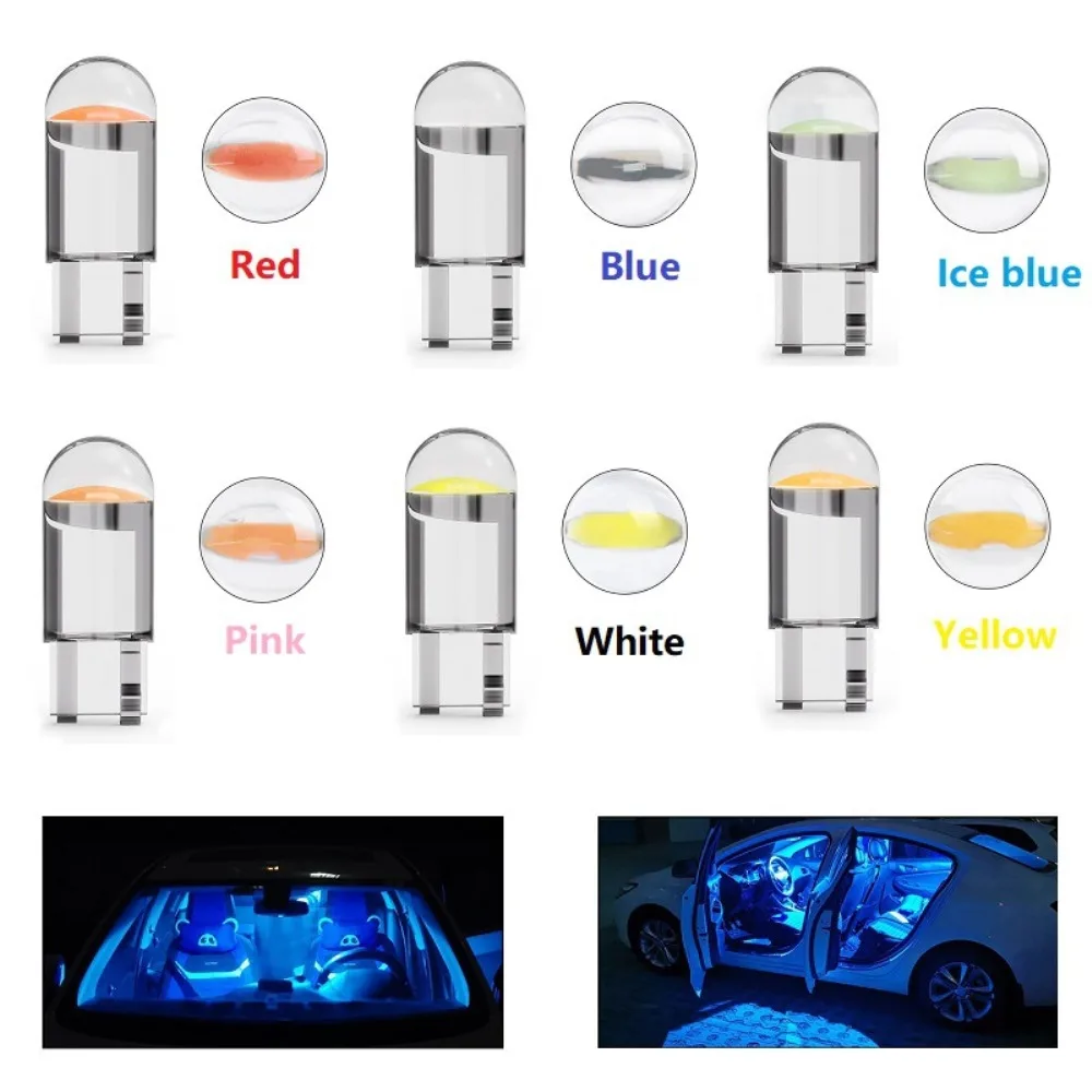 10/20pcs LED T10 W5W Canbus Glas COB 6000k Reading Dome Lamp Marker Wedge Kentekenverlichting lampen 12V Wit Blauw Rood
