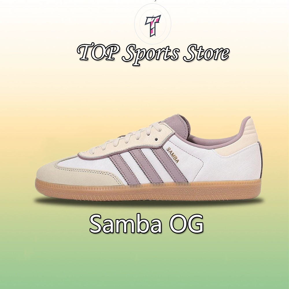 Adidas samba OG Men's Women's Moccasin รองเท้าสเก็ตบอร์ดแบนกีฬากลางแจ้งรองเท้าผ้าใบลําลอง Cherry Blossom Pink