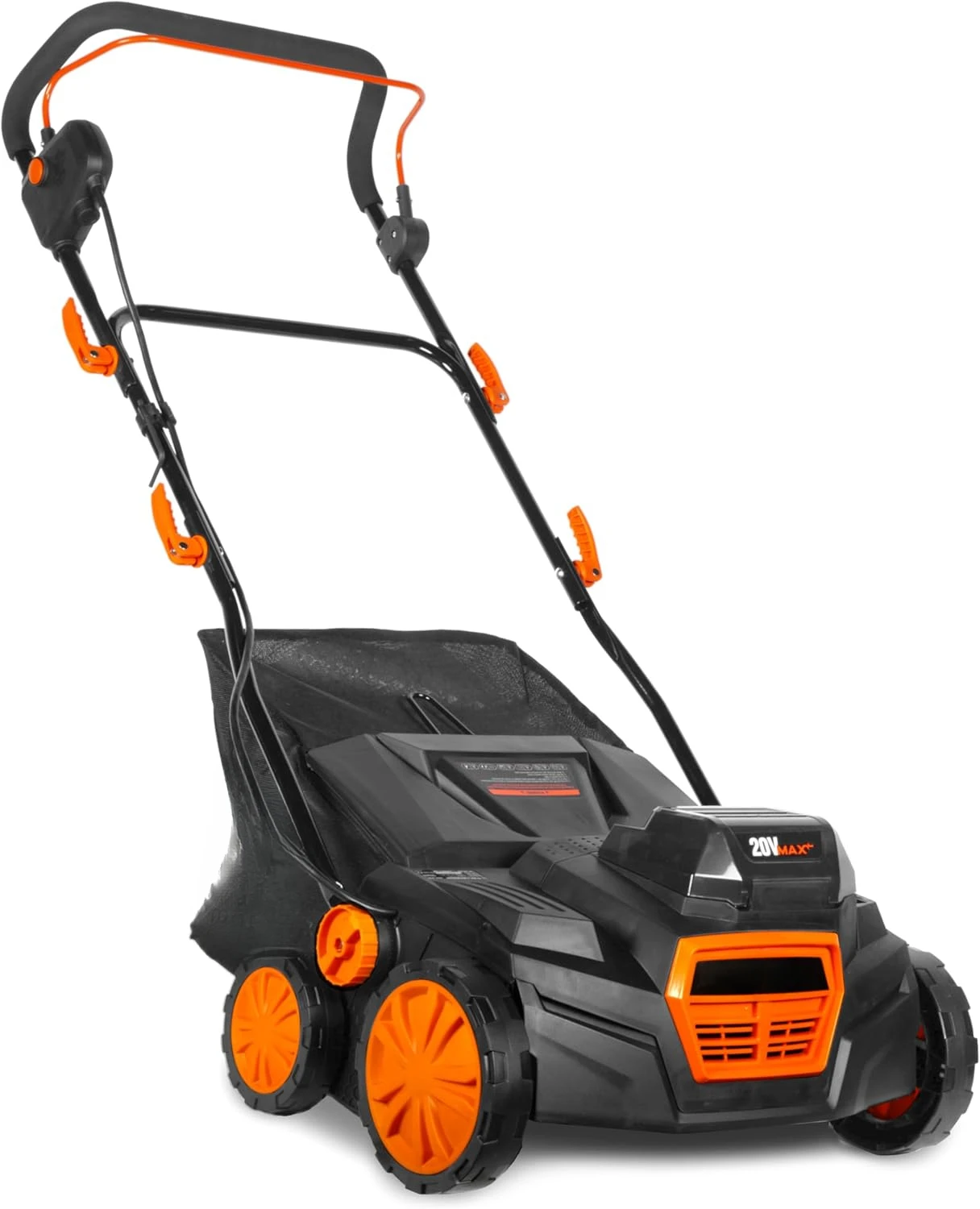 20V Max Cordless 15-Inch 2-in-1 Brushless Electric Dethatcher and Scarifier with Collection Bag, Two 4.0 Ah Batteries, and D