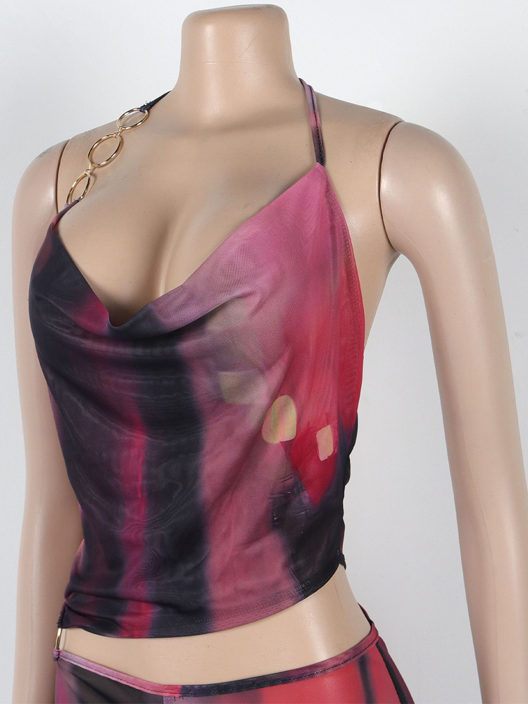 Beyprern-女性用ホルターネックカットアウトOリングタイダイロンパース、女の子用オーバーオール、1ピースの衣装、夢のジャンプスーツ、クラブウェア