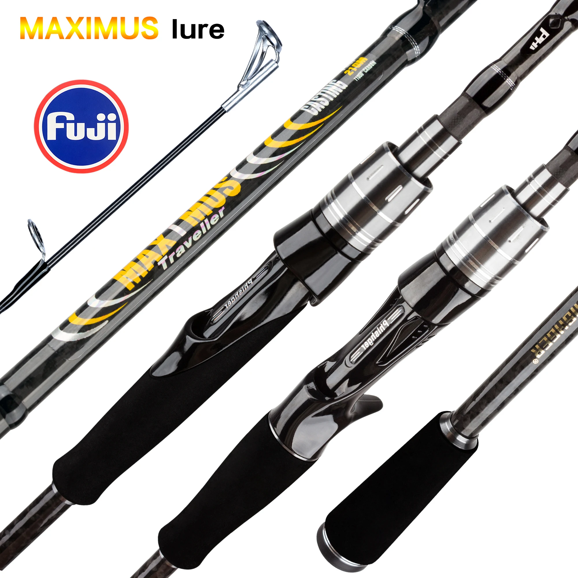 Caña de pescar con señuelo MAXIMUS, 1,8 m, 2,1 m, 2,4 m, 2,7 m, 3,0 m, 30T, guía FUJI para Baitcasting, fundición de viaje, 3-35g L/M/MH BIUTIFU