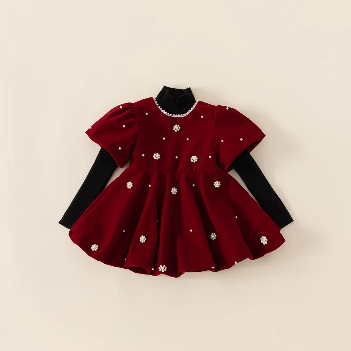 Herbst Winter Kinder Kleid 1-10y Mädchen Perle dicke warme Fleece Party Weihnachten Prinzessin Kleider Kleinkind tragen Kinder kleidung neu