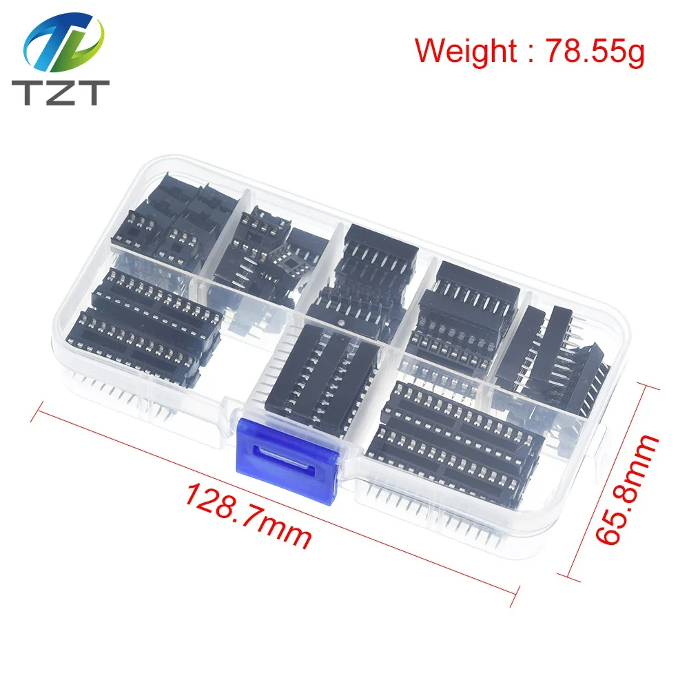 66PCS/Lot IC-Sockets Adaptor Solder Type Socket Kit 6,8,14,16,18,20,24,28 pins New TZT