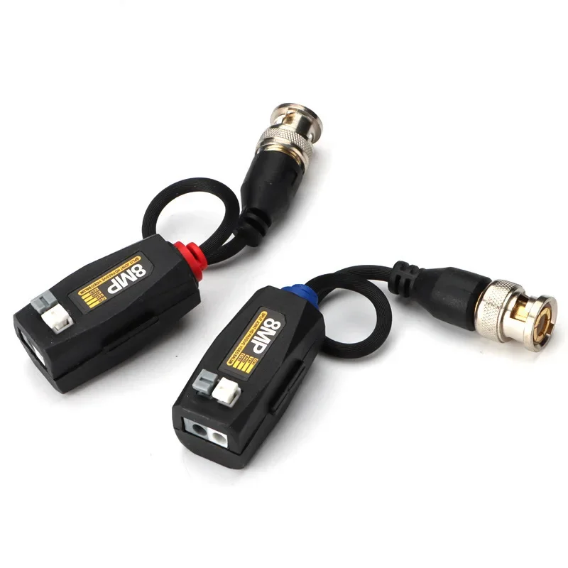1 par de conectores Balun de vídeo BNC de 8MP, transmisión de par trenzado, transmisor, Cable Cctv, compatible con cámara HD de 8MP AHD/CVI/TVI