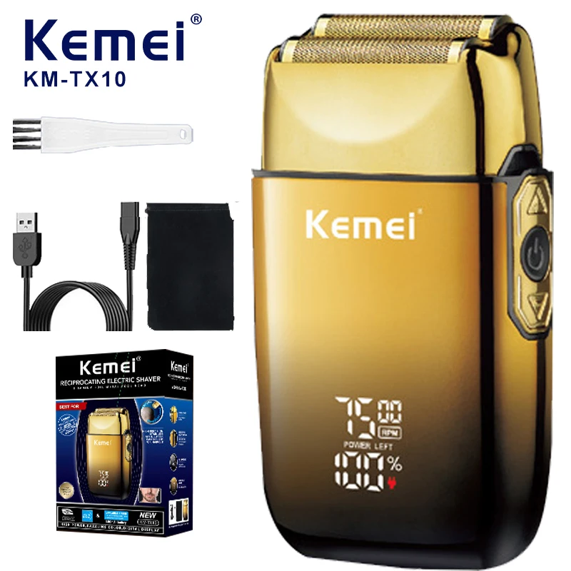 Kemei TX10 Golarka elektryczna do włosów Akumulatorowa maszynka do golenia brody dla mężczyzn Maszyna do golenia łysiny dla mężczyzn