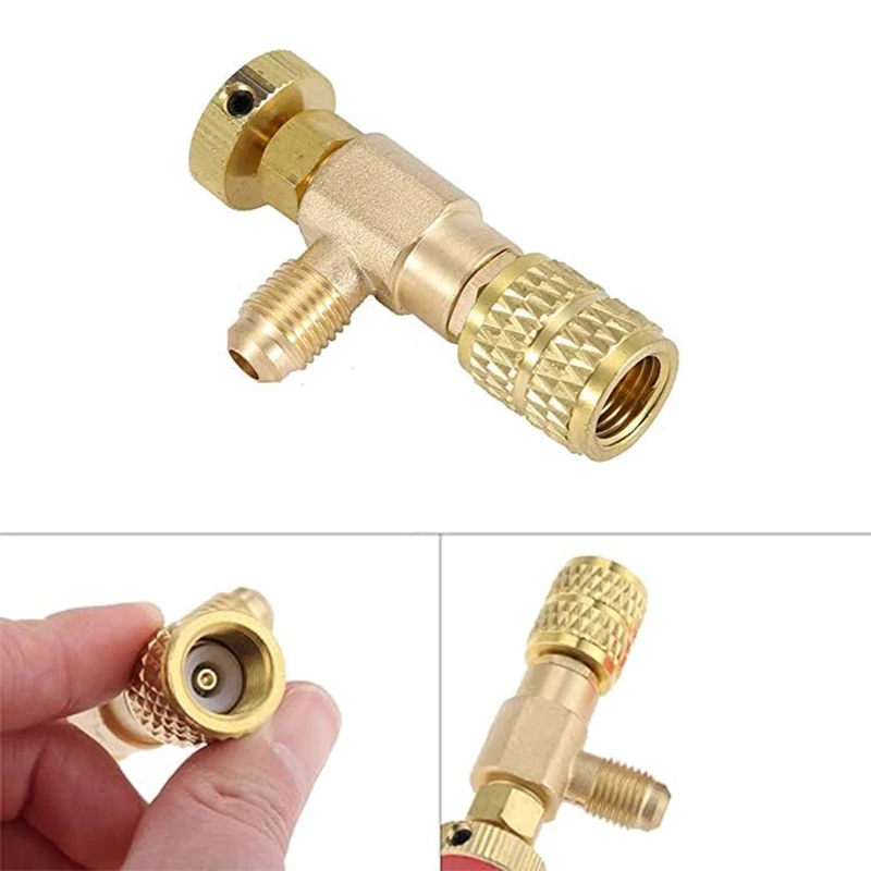 4/1pcs R410A R22 Refrigeration Tool Air conditioning Safety Valve Adapter Fitting Refrigeration Charging Copper Adapter With 1/4