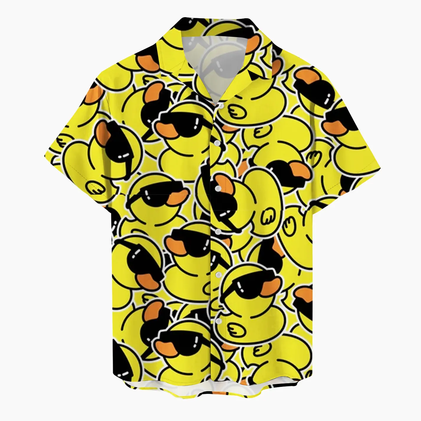 Camisas de manga corta con botones para hombre, ropa con estampado de pato de dibujos animados en 3D, ropa de calle hawaiana con solapa, novedad de verano