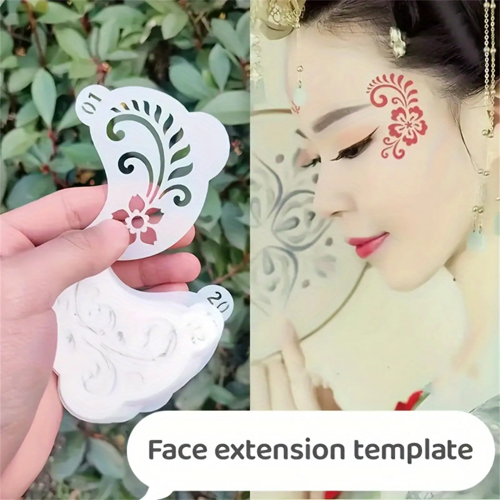 20Pcs Reusable Face Painting Stencils - Durable Pet Plastic, Washable & Reusable with Assorted Floral, Spiderweb, Heart Designs