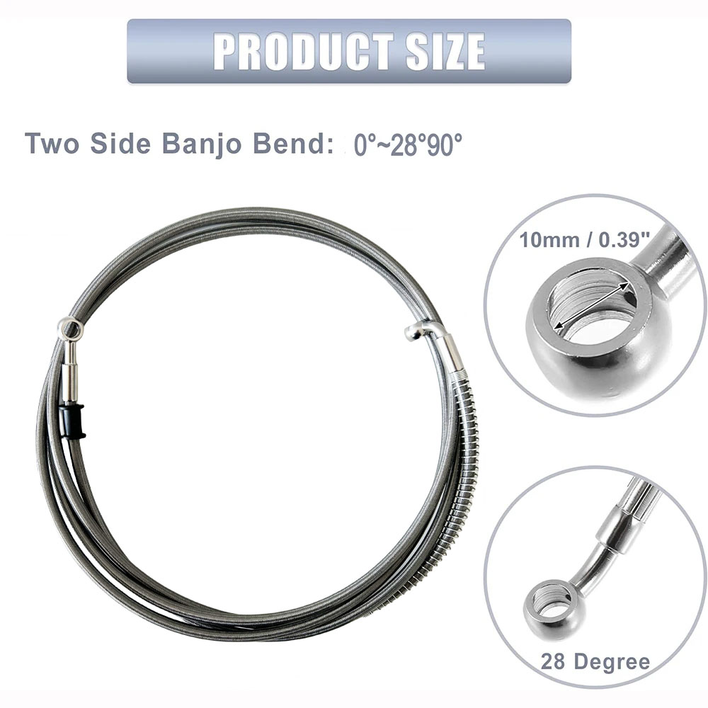 Mangueira de freio trançada moto m10banjo0 ~ 28 ~ 90 ângulos múltiplos disponíveis motocicleta atv embreagem hidráulica dot tubo flexível linha mangueira de óleo