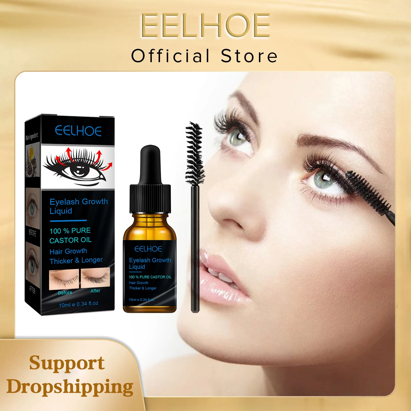 EELHOE Eyelash Growth Serum ปลูกขนตาเสริมสร้าง Curling Organic Castor Oil Eyelash Enhancer Serum ยาวขนตา