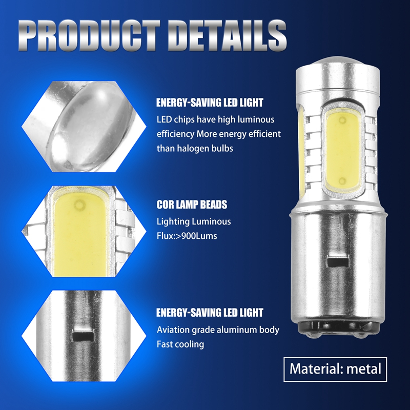 Novo 12v ba20d h6 4 cob led lâmpada branca para motocicleta bicicleta ciclomotor atv farol