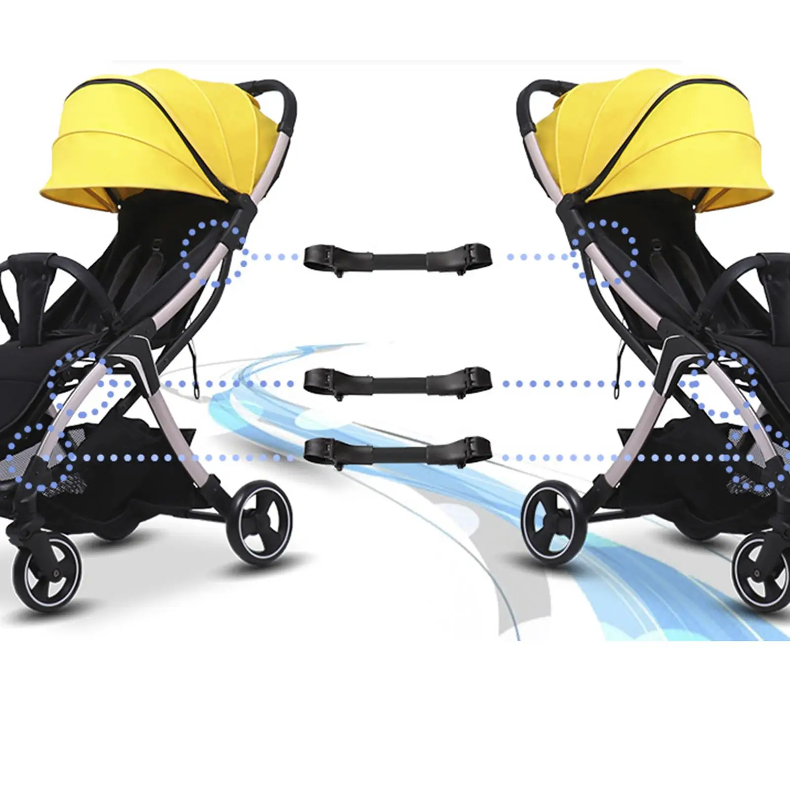Conector de cochecito de bebé doble, juntas universales de lado a lado para carrito