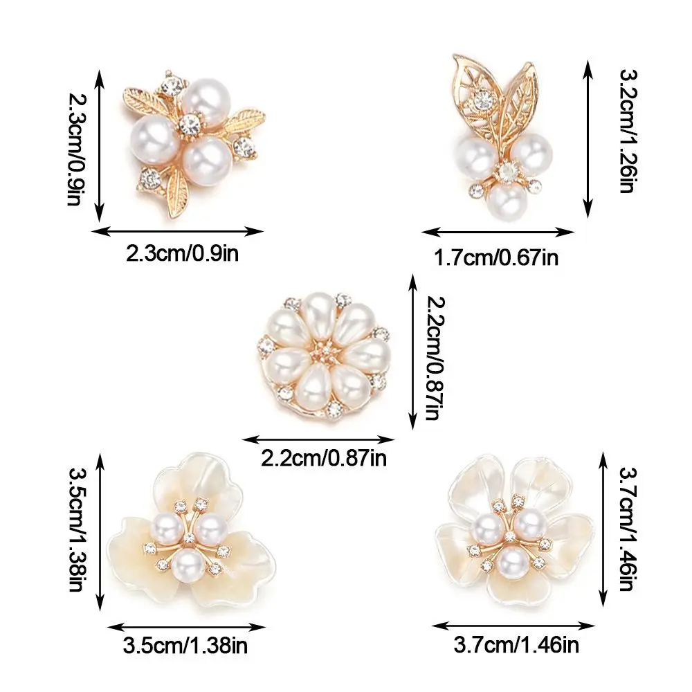 10 pçs pérola flor strass botões espumante cristal grampos de cabelo decoração roupas acessórios de costura