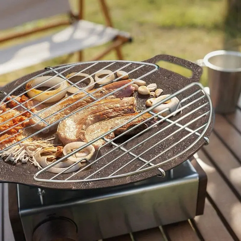 Rete per barbecue all'aperto Griglia per vapore Griglia per barbecue da campeggio in acciaio inossidabile Griglia antiscottatura per carne per barbecue