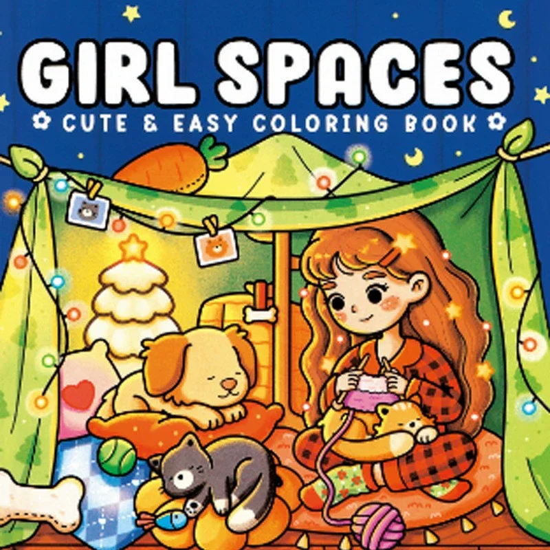ชุดสมุดระบายสี Girl Moments Spaces สําหรับของขวัญศิลปะบําบัดวัยรุ่น หนังสือกิจกรรมสนุกและความเครียดที่สร้างสรรค์