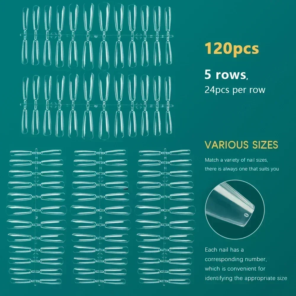 NAILPOP 120 Uds uñas postizas cubierta completa prensa en uñas ataúd Gel suave cápsula de Pose americana puntas de uñas postizas para sistema de extensión