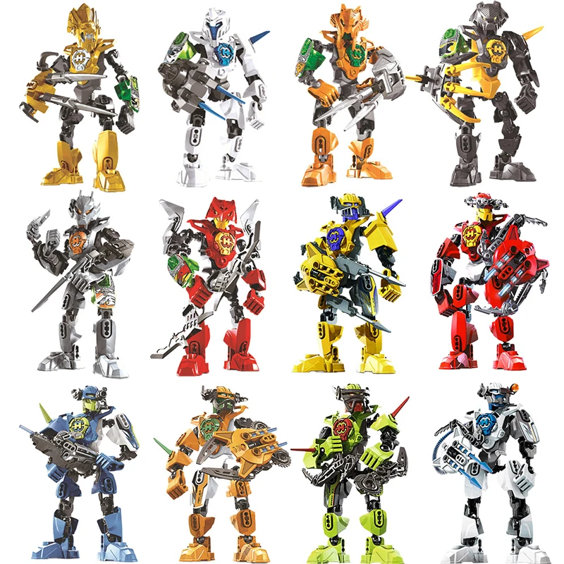 Herói fábrica estrela guerreiro bionicle blocos de construção furno evo robô combinado mech modelo tijolos brinquedos para crianças presentes natal