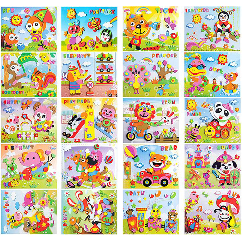 10/5Pcs 3D EVA สติกเกอร์โฟมปริศนาเกม DIY การ์ตูนสัตว์การเรียนรู้การศึกษาของเล่นเด็กเด็กหลายรูปแบบรูปแบบ GYH