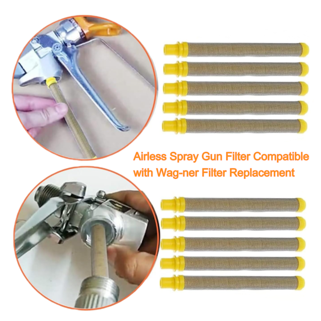 Airless Paint Sprayer Gun Filters for Wagner Filter Replacement (10 PCS, 100 Mesh, Yellow)