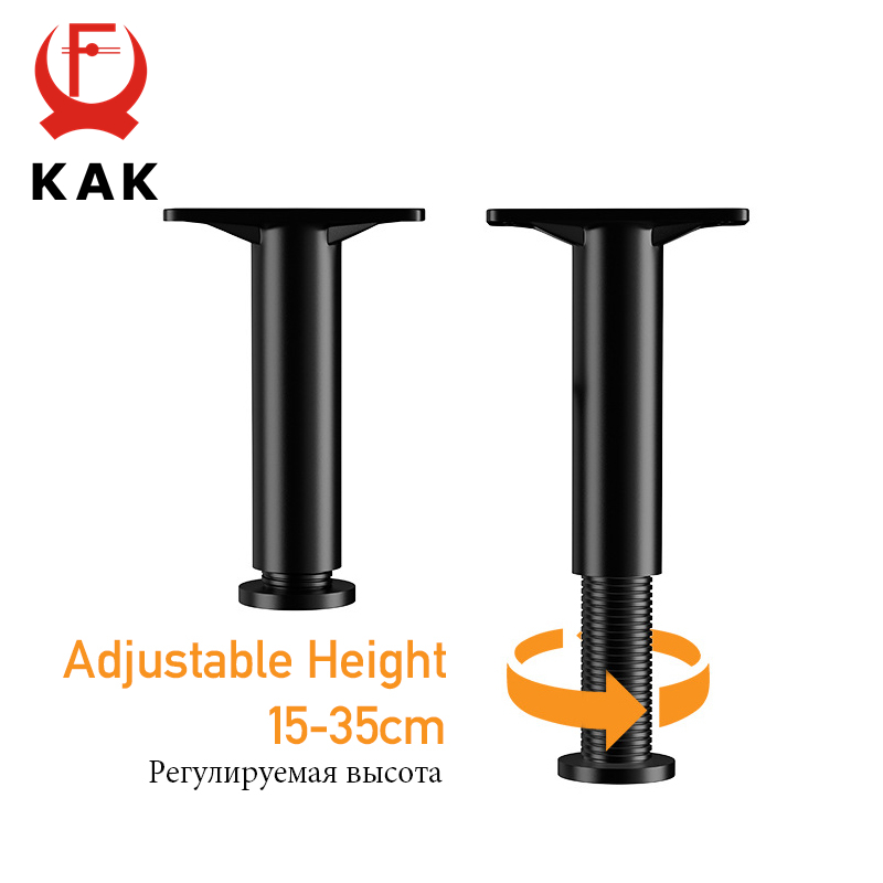 KAK-Patas de muebles negras, soporte de viga de cama ajustable, pies de mesa para sofá, herrajes de cama resistentes de acero y plástico de repuesto