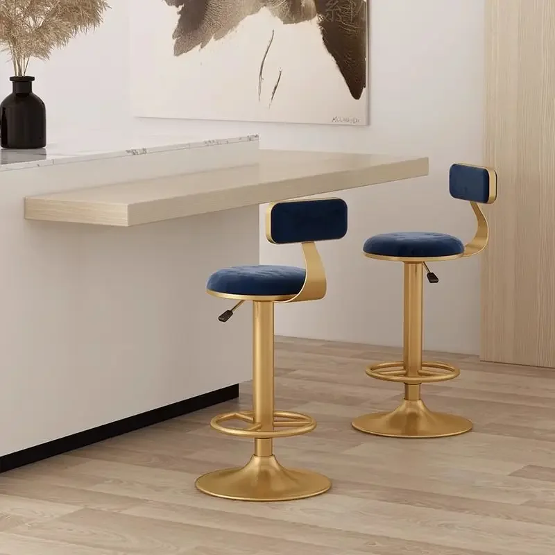 Bar Light Luxury Rotating Lifting Backrest Bar Chair High Stool Restaurant Comfortable Soft Bag Backrest Chair Dining Chairs