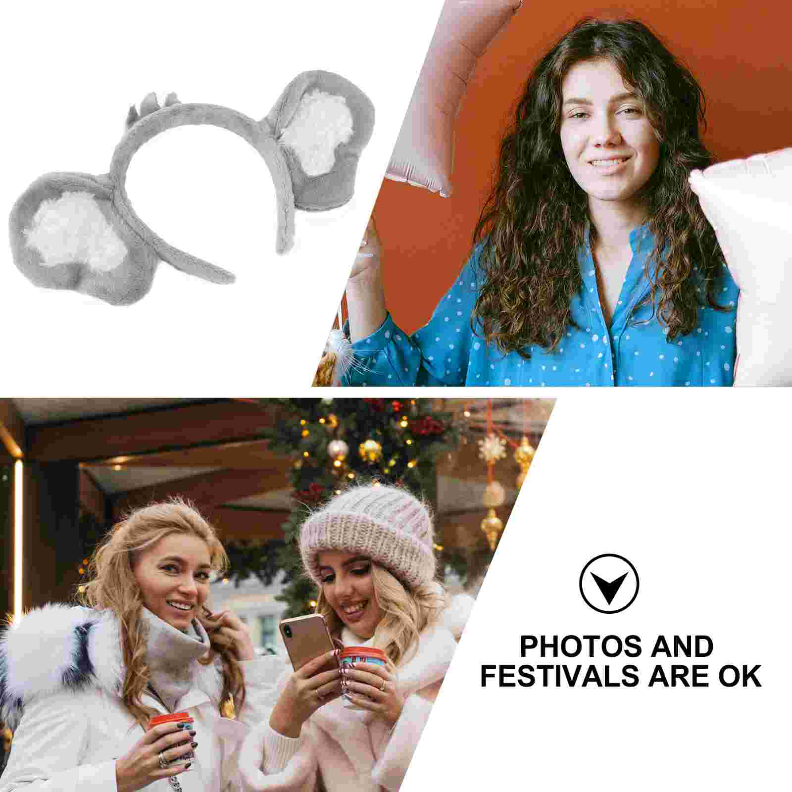 Koala bando telinga hiasan kepala hewan kinerja rambut Polyester hiasan kepala pesta wanita