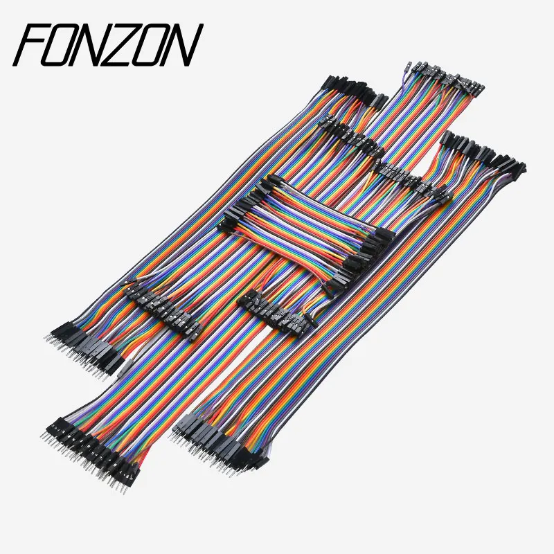 Cables de puente para placa de pruebas, 10-40cm, 10-40 pines, longitud opcional, Kit surtido de cables Dupont, Cables de cinta multicolores hembra a macho