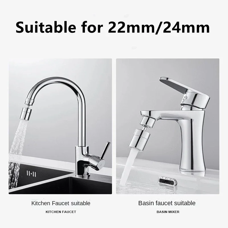 720-Grad-Universal-Wasserhahnbelüfter, spritzwassergeschützt, schwenkbar, wassersparend, ABS-Kunststoff, Wasserhahn-Sprühkopf, Waschbecken-Wasserhahn-Extender-Adapter