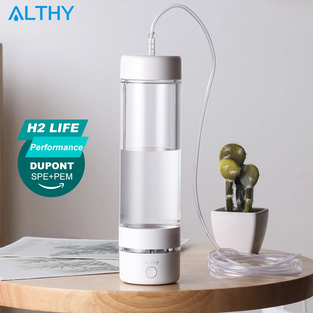 Botella generadora de agua de hidrógeno Molecular de rendimiento H2Life DuPont SPE + PEM lonizador de doble cámara + dispositivo de inhalación H2