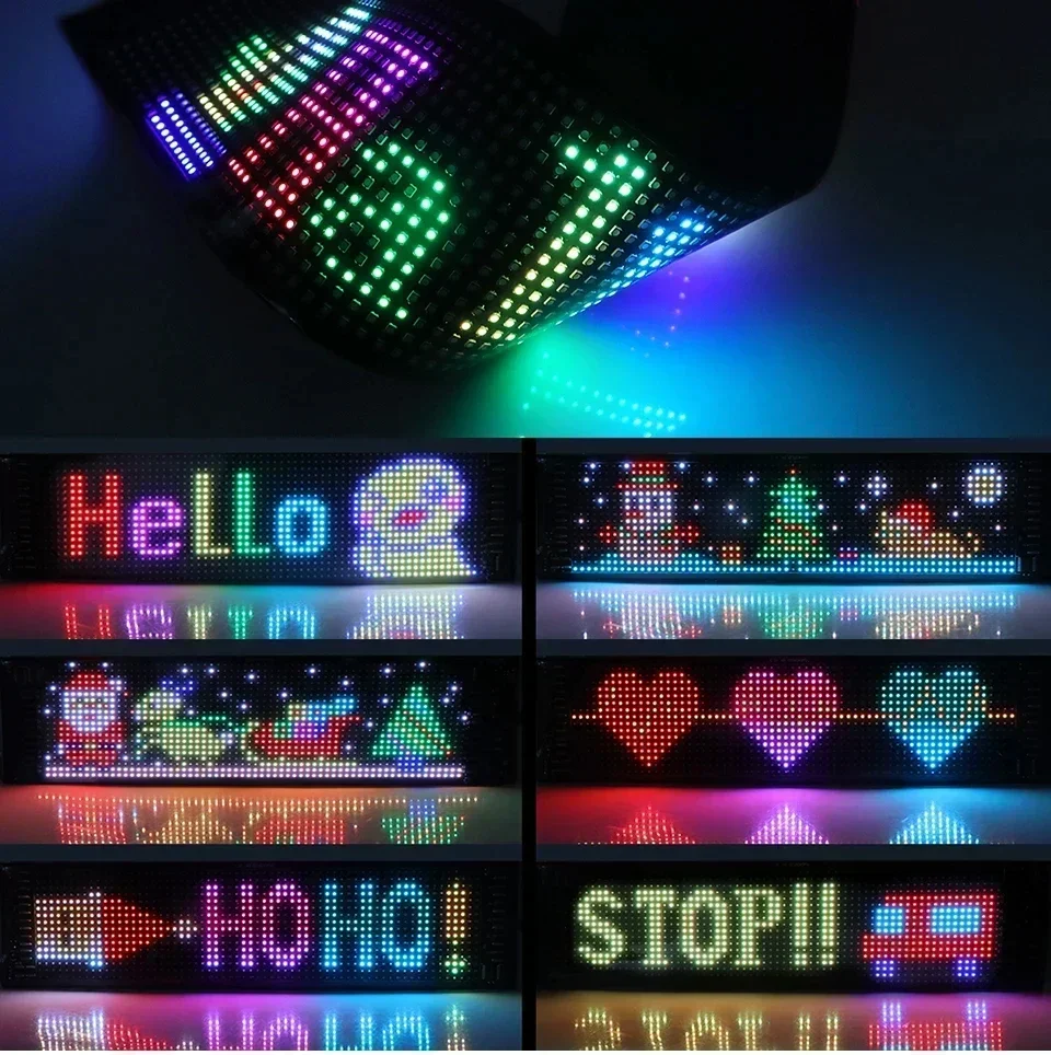 Señal led programable, Panel de píxeles de matriz LED, pantalla Flexible RGB, desplazamiento de coche, texto, animación, tienda, luz de recordatorio