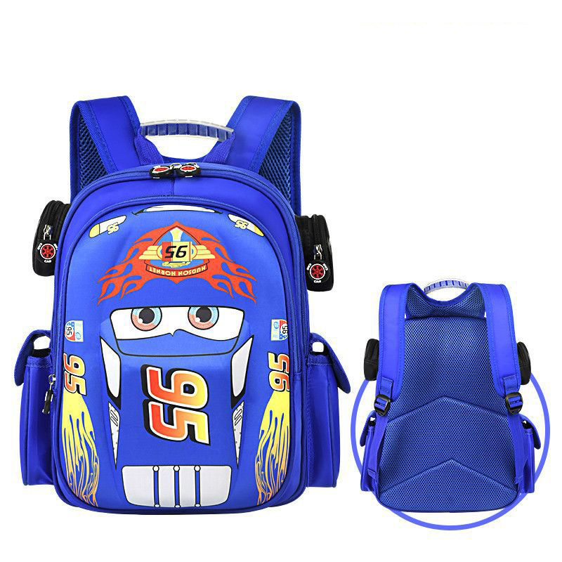 Disney Car Children's Bag Kindergarten Boy's Backpack Lightning Cartoon Multi Pocket Three-dimensional Schoolbag For Kids
