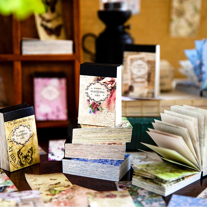 Yanji material book Hua Shadow Floating Series retro base handbook material decorative collage paper message 8 styles