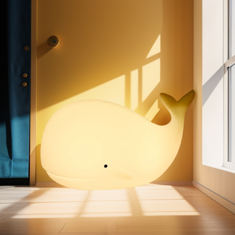 Силиконовый светодиодный ночник с рисунком Кита, перезаряжаемая RGB атмосферная лампа для спальни, прикроватный декор для детей, праздничные подарки