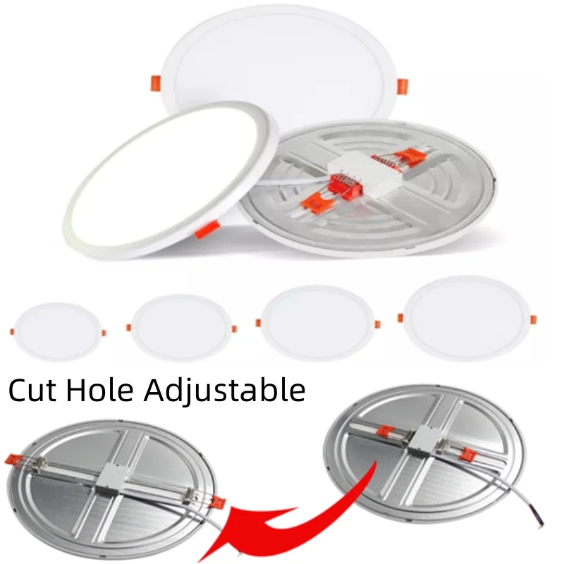 LED-Panel-Leuchten, ultradünnes Decken-Downlight, 50 mm bis 210 mm, Schnittloch, verstellbare Panel-Leuchte, AC85–265 V, Innenbeleuchtungslampe