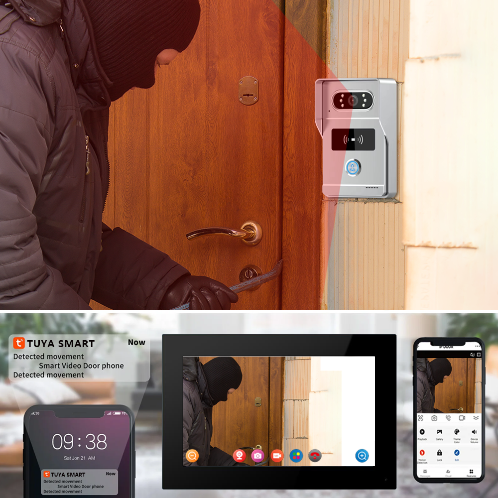 Visiophone Tuya Wifi 1080P, 4 fils, interphone vidéo, moniteur tactile 7 pouces, sonnette vidéo, caméra de porte, système de sécurité IP Villa