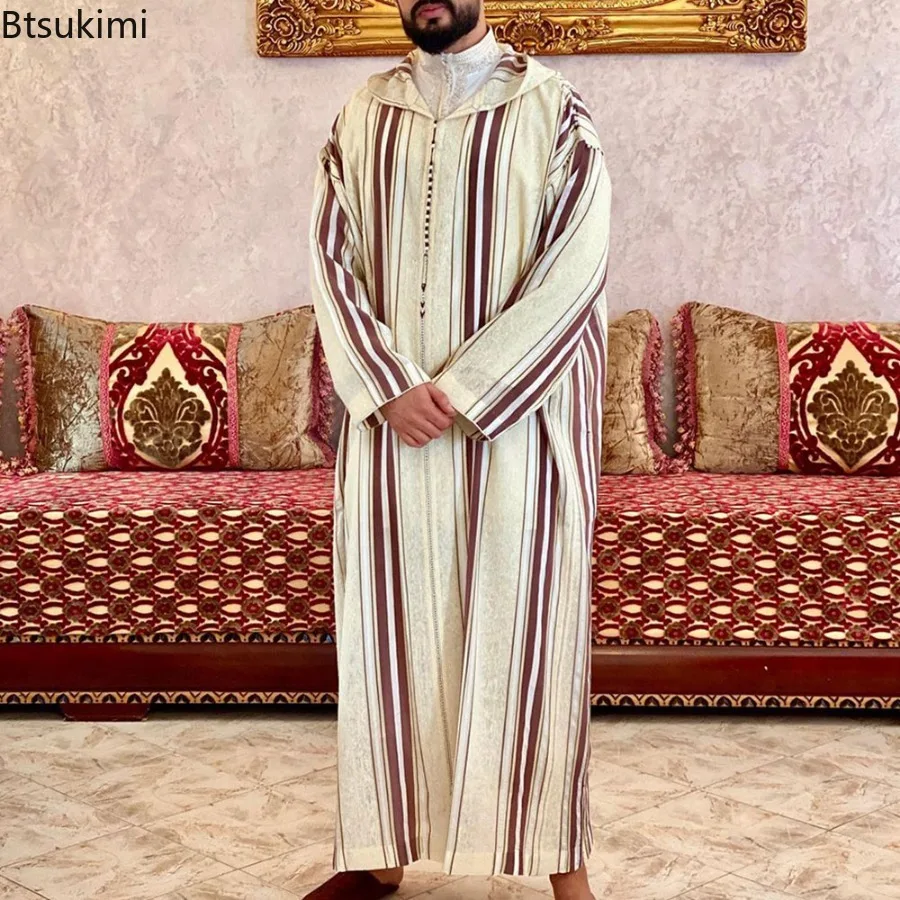 Durable Kaftan Arabischen Muslimischen Robe Männer Jubba Thobe Langarm Dubai Islamischen Ethnische Kleid Nachthemden Mode Lose Beiläufige Kleidung