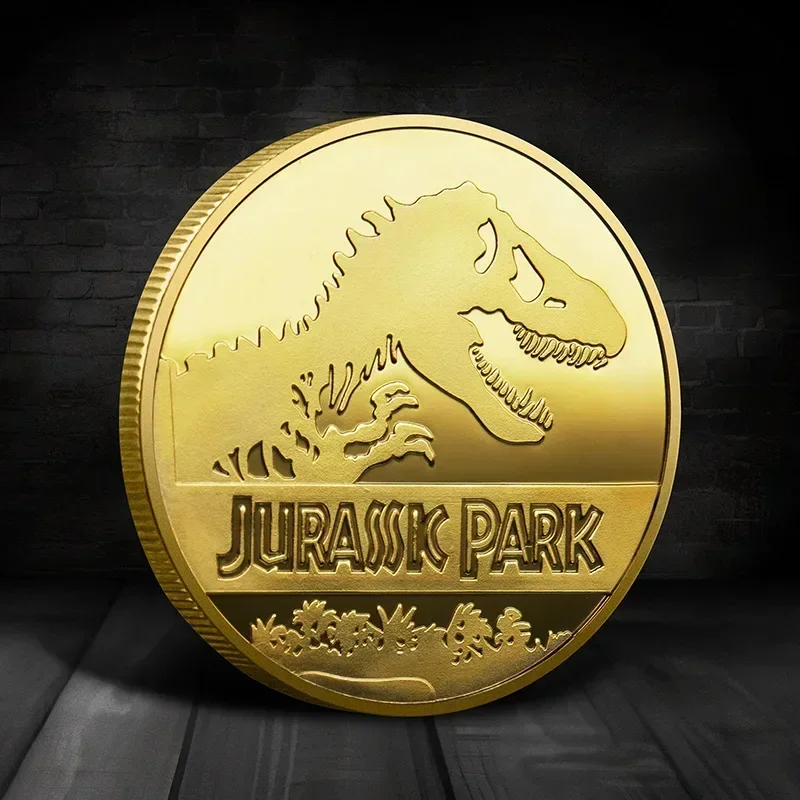 Moneda de recuerdo, réplica de monedas conmemorativas, insignias de medallón, monedas de dinosaurios del Parque Jurásico
