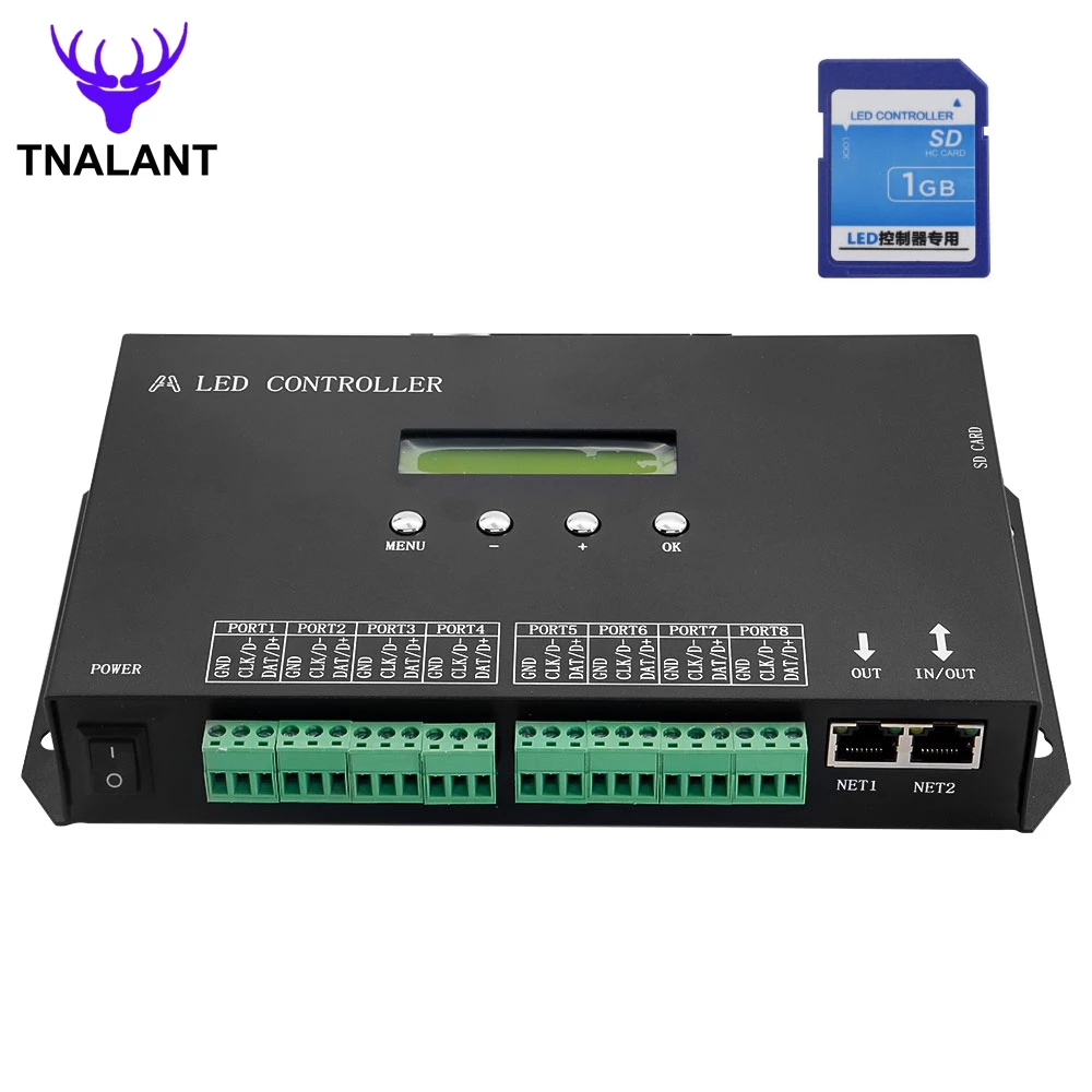 H807SA H807SBWifi 8/4 Ports DMX/Artnet to SPI LED Pixel Controller With SD Card For WS2811 WS2812 WS2812b WS2815 Led Strip Light