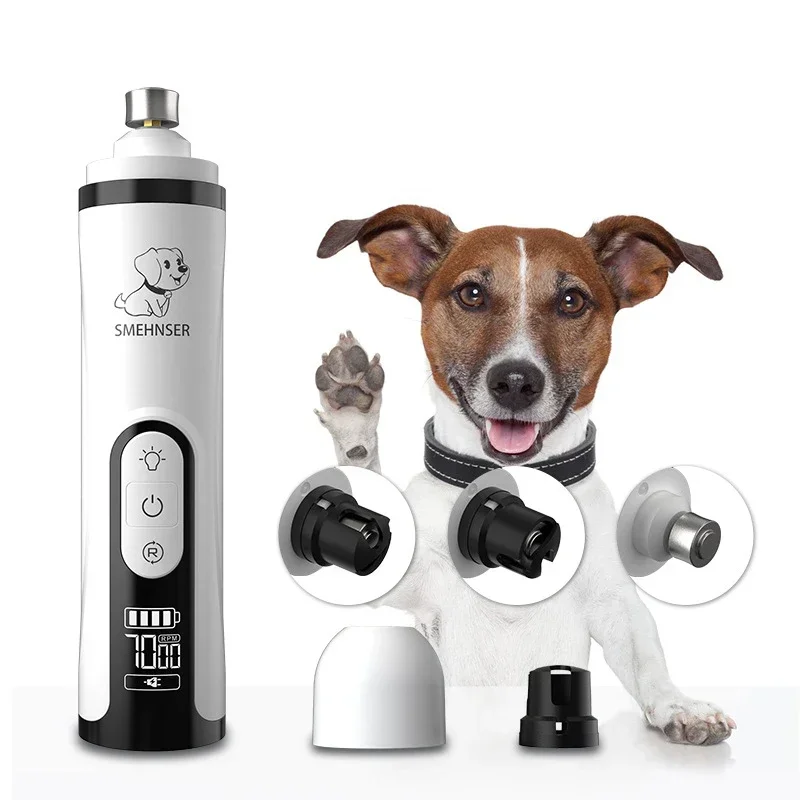 Molinillo de uñas eléctrico para mascotas, cortaúñas con luz LED para perros y gatos, cortador de uñas con patas recargables por USB, recortador de aseo, suministros para mascotas