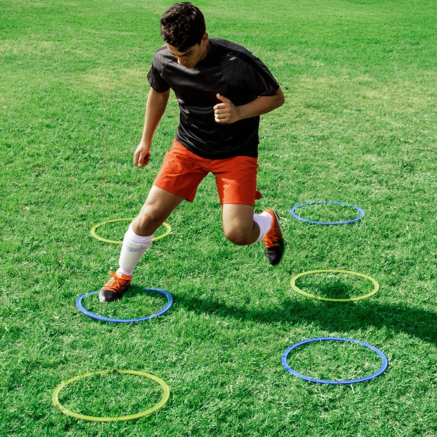 5 個の耐久性のある敏捷性トレーニングリングポータブルサッカーサッカースピード敏捷性トレーニングリングスポーツサッカートレーニング機器