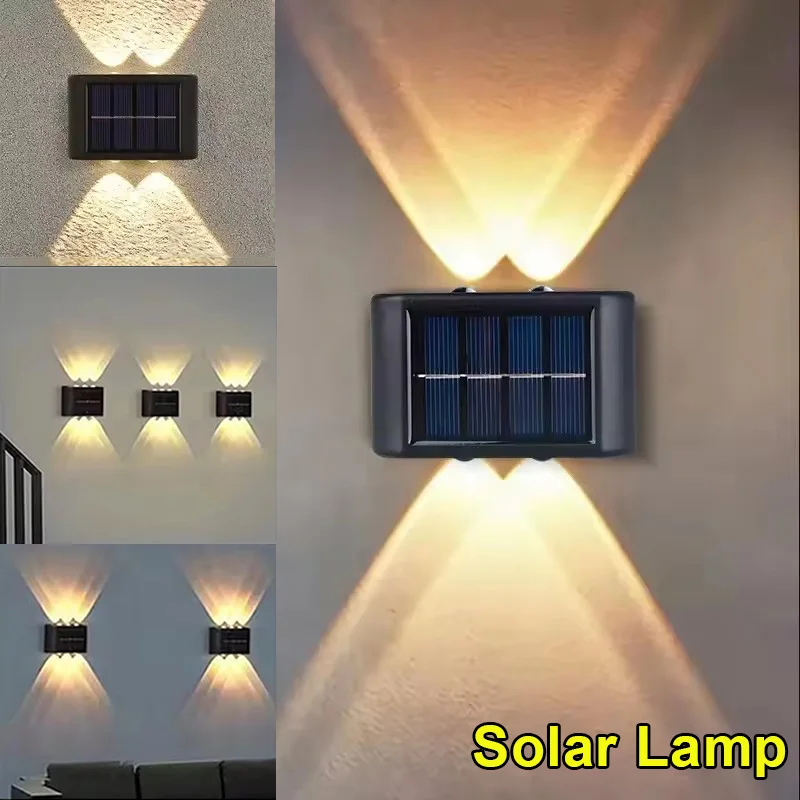 Luces solares LED, lámpara Solar de pared para exteriores, luz arriba y abajo, iluminada para jardín, patio, decoración de calle, luz alimentada por energía Solar