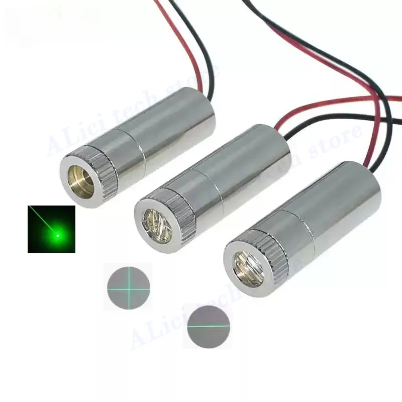 520nm 10mW green laser module Green dot/word/crosshair horizontal positioning laser head adjustable focal length 3V-5V