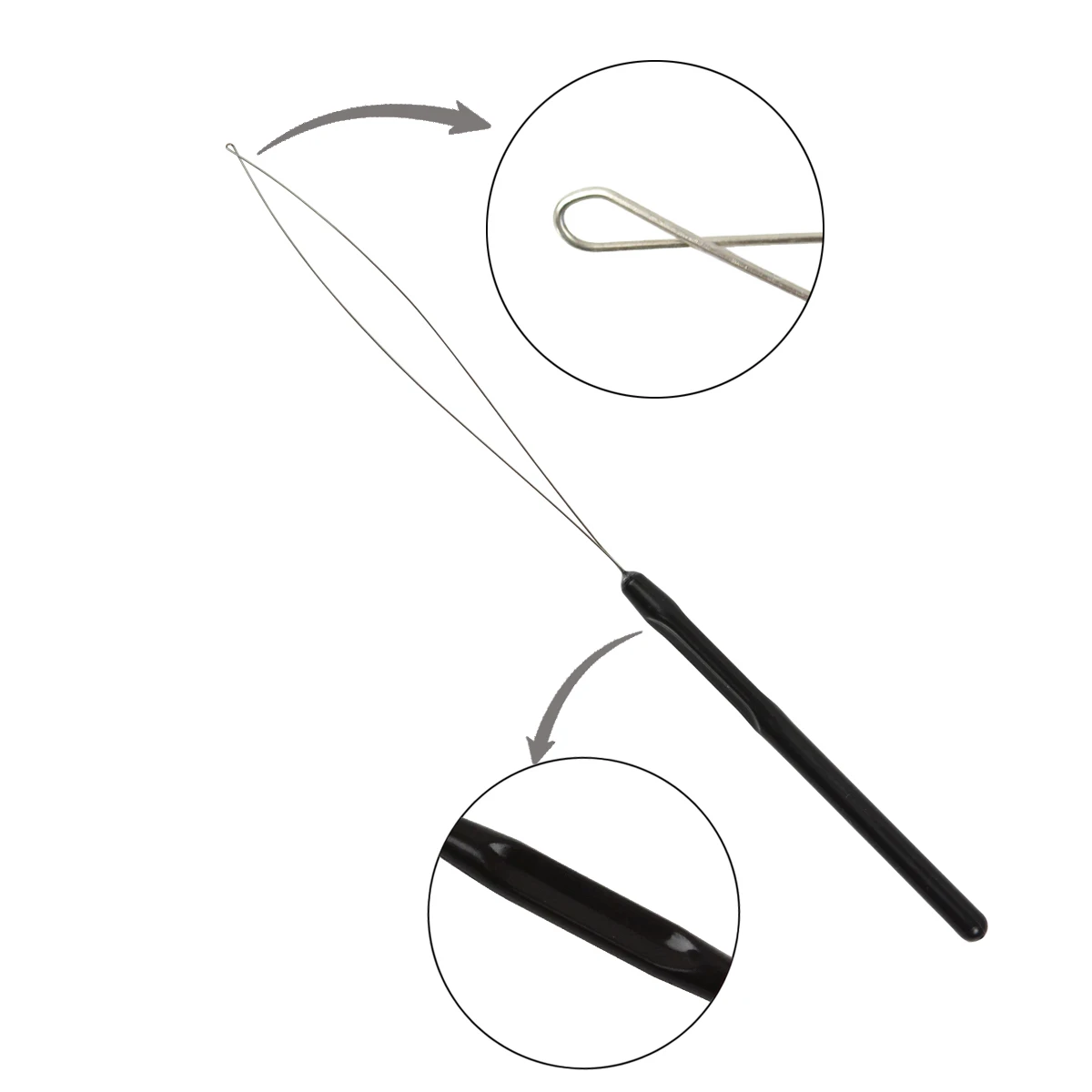 10Pcs Hair Extension Loop Needles Pulling Hook Tool Needle Threader Loop Tool for Silicone Microlink Beads