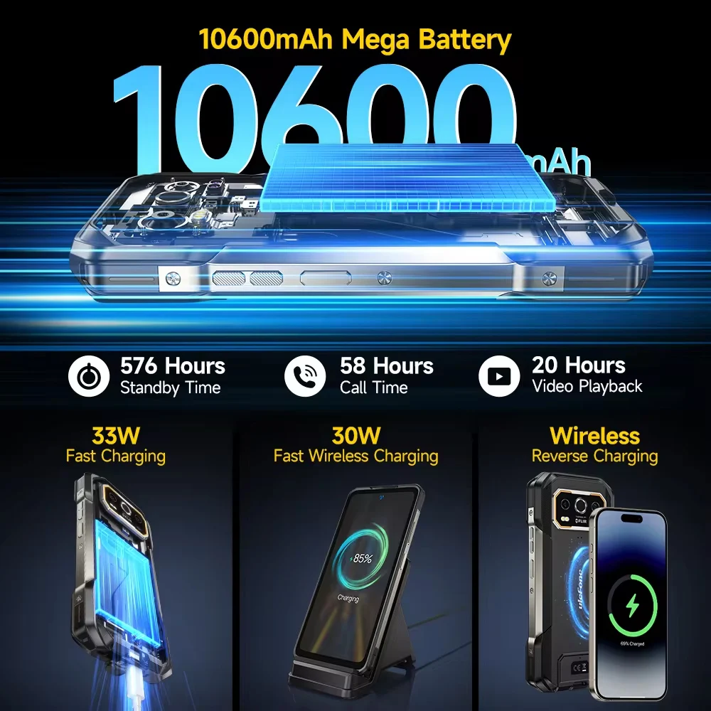 Ulefone Armor 27T Pro 5G com THERMAL BY FLIR® Rugged Phone 10600mAh Android 14 Smartphone 50MP + 64MP 6,78" 24GB + 256GB NFC Mobile