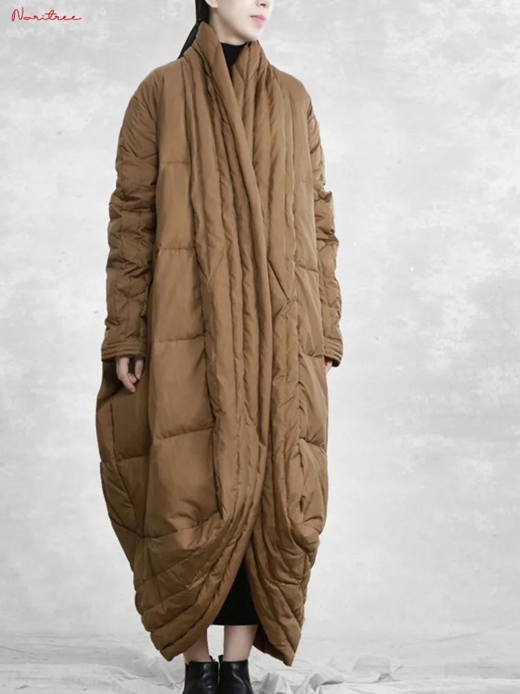 เสื้อโค้ทเสื้อขนเป็ดขนเป็ดหนาสำหรับผู้หญิง, เสื้อโค้ทขนเป็ดกันหนาวแขนค้างคาวโอเวอร์ไซส์ให้ความอบอุ่น wy1814