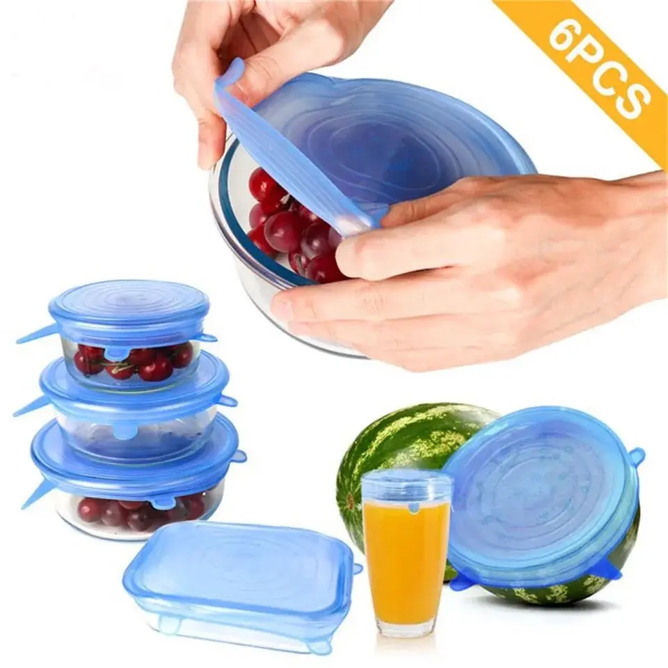 Copertura in silicone Coperchi elasticizzate Riutilizzabili Durevoli per avanzi di cibo fresco Mantieni il cibo fresco Lavabile Pentole Ciotola Copertura per microonde
